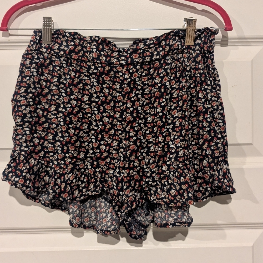 Hollister Navy Floral High-Rise Shorts